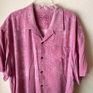 Tommy Bahama 100% Silk Men's Berry Wine Tropical Shirt Top size XXL Button…